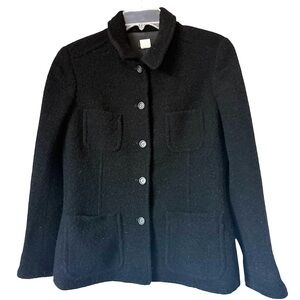 J. Crew Black Wool Blend Textured Utility Jacket Blazer Size 10